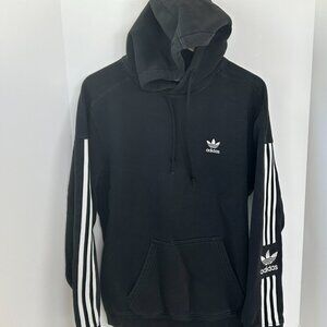 Adidas Unique Embroidered Black & White Men’s Pullover Hoodie | Size Small | Y2K